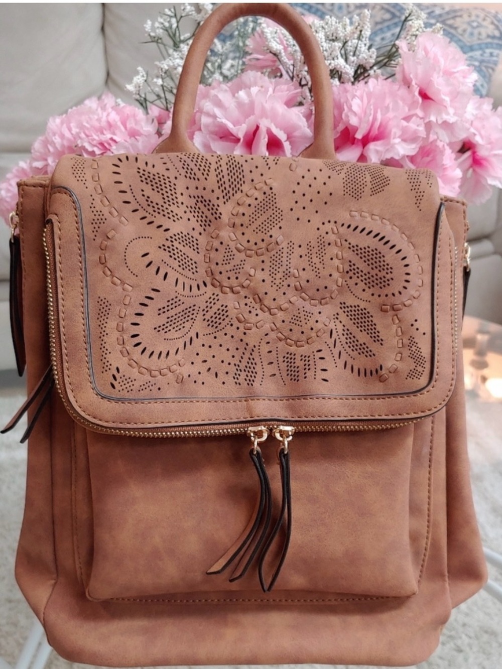 Brown die-cut backpack